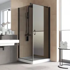 Душевой уголок Vegas Glass EP-Fis LUX 90*80 02M 07 R 90x80 см R, профиль черный матовый, стекло графитовое