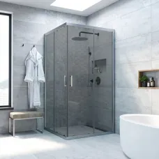 Душевой уголок Vegas Glass ZA NOVO h2000 110 07 07 110x110 см, профиль матовый хром, стекло графитовое