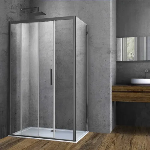 Душевой уголок Vincea Soft VSR-3SO8013CLGM 130x80 см, профиль вороненая сталь, стекло прозрачное