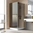 Душевой уголок Vegas Glass EP-Fis LUX 90*80 05 07 L 90x80 см L, профиль бронза, стекло графитовое