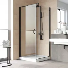 Душевой уголок Vegas Glass EP-Fis LUX 90*120 02M 02 L 90x120 см L, профиль черный матовый, стекло шиншилла