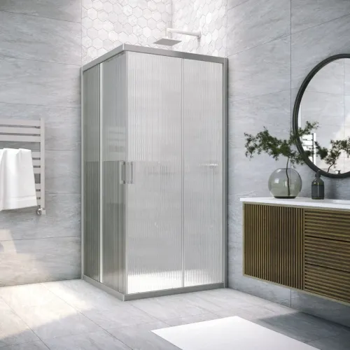 Душевой уголок Vegas Glass ZA NOVO h2000 100 07 Moru 100x100 см, профиль матовый хром, стекло рифленое