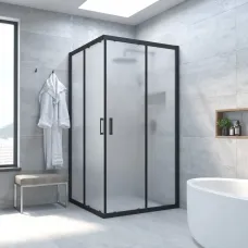 Душевой уголок Vegas Glass ZA NOVO h2000 100 02M 10 100x100 см, профиль черный матовый, стекло сатин