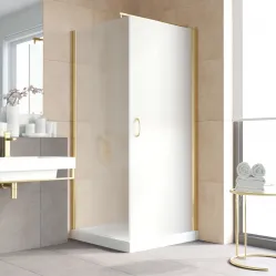Душевой уголок Vegas Glass EP-Fis LUX 90 09 10 R 90x90 см R, профиль золотой, стекло сатин