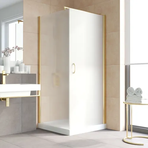 Душевой уголок Vegas Glass EP-Fis LUX 90 09 10 R 90x90 см R, профиль золотой, стекло сатин