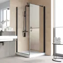 Душевой уголок Vegas Glass EP-Fis LUX 90*80 02M 02 R 90x80 см R, профиль черный матовый, стекло шиншилла