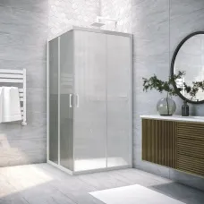 Душевой уголок Vegas Glass ZA NOVO h2000 120 01 Moru 120x120 см, профиль белый, стекло рифленое