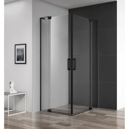 Душевой уголок 100-110x90-100 см Cezares SLIDER-AH-2-90/100-100/110-C-NERO прозрачное