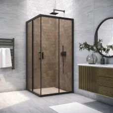 Душевой уголок Vegas Glass ZA NOVO h2000 120 02M 05 120x120 см, профиль черный матовый, стекло бронза