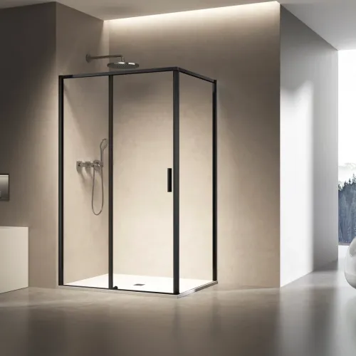 Душевой уголок Vincea Slim VSR-6SL8013CLB 130x80 см, профиль черный матовый, стекло прозрачное