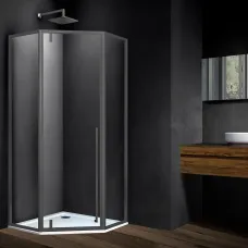 Душевой уголок Vincea Penta VSP-3P900CLGM 90x90 см, профиль вороненая сталь, стекло прозрачное