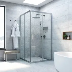 Душевой уголок Vegas Glass ZA NOVO h2000 100 07 crystalvision 100x100 см, профиль матовый хром, стекло прозрачное