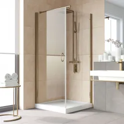 Душевой уголок Vegas Glass EP-Fis LUX 90*100 05 Moru L 90x100 см L, профиль бронза, стекло рифленое