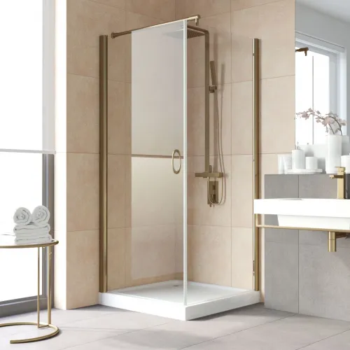 Душевой уголок Vegas Glass EP-Fis LUX 90*100 05 Moru L 90x100 см L, профиль бронза, стекло рифленое