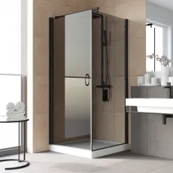 Душевой уголок Vegas Glass EP-Fis LUX 90*100 02M 07 L 90x100 см L, профиль черный матовый, стекло графитовое