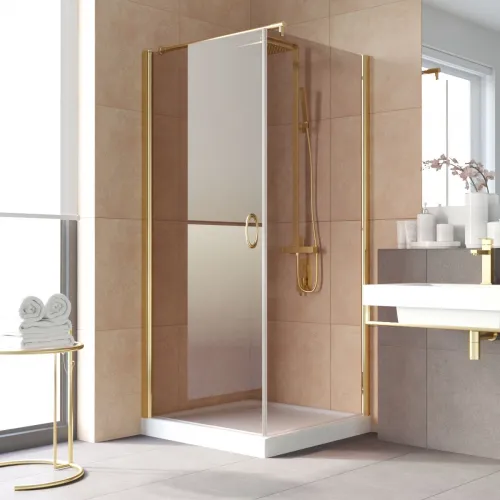 Душевой уголок Vegas Glass EP-Fis LUX 90*80 09 05 L 90x80 см L, профиль золотой, стекло бронза