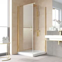 Душевой уголок Vegas Glass EP-Fis LUX 90*100 09 Moru L 90x100 см L, профиль золотой, стекло рифленое