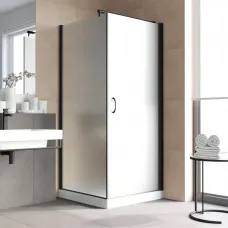 Душевой уголок Vegas Glass EP-Fis LUX 90*110 02M 10 R 90x110 см R, профиль черный матовый, стекло сатин