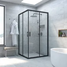 Душевой уголок Vegas Glass ZA NOVO h2000 110 02M crystalvision 110x110 см, профиль черный матовый, стекло прозрачное