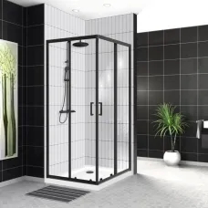 Душевой уголок 100x100 см BelBagno UNO-195-A-2-100-C-NERO прозрачное