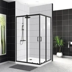 Душевой уголок 100x80 см BelBagno UNO-195-AH-2-100/80-C-NERO прозрачное