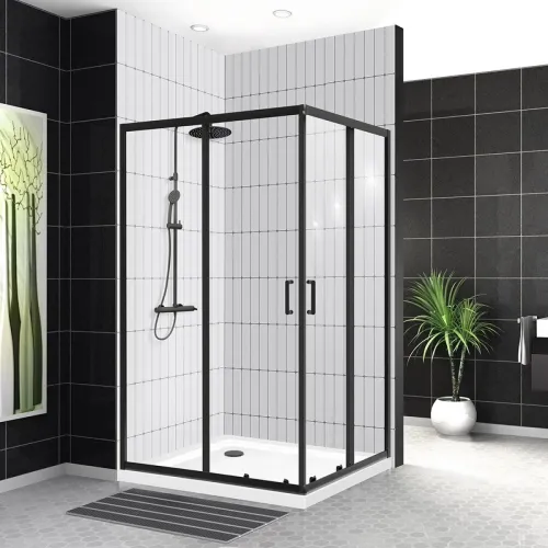 Душевой уголок 100x80 см BelBagno UNO-195-AH-2-100/80-C-NERO прозрачное