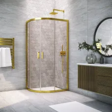 Душевой уголок Vegas Glass ZS-F TUR NOVO 110*90 09 05 110x90 см, профиль золотой, стекло бронза