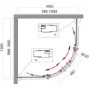 Душевой уголок 100x100 см BelBagno UNO-195-R-2-100-C-NERO прозрачное
