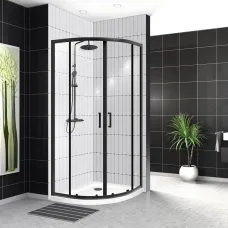 Душевой уголок 100x100 см BelBagno UNO-195-R-2-100-C-NERO прозрачное