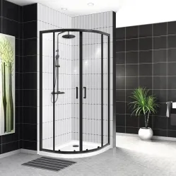 Душевой уголок 100x100 см BelBagno UNO-195-R-2-100-C-NERO прозрачное
