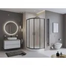 Душевой уголок BelBagno Uno UNO-195-R-2-90-P-NERO 90x90 см, профиль черный матовый, стекло текстурное