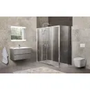 Душевой уголок 150-180x80 см BelBagno UNIQUE-AH-21-150/180-80-P-Cr текстурное стекло