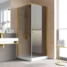 Душевой уголок Vegas Glass EP-Fis LUX 90*110 09 07 R 90x110 см R, профиль золотой, стекло графитовое