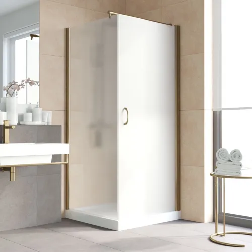 Душевой уголок Vegas Glass EP-Fis LUX 90 05 10 R 90x90 см R, профиль бронза, стекло сатин