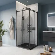 Душевой уголок BelBagno Marino MARINO-A-2-90-C-NERO 90x90 см, профиль черный матовый, стекло прозрачное