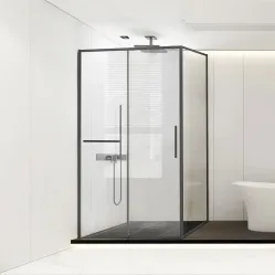Душевой уголок Vincea Slim Soft VSR-1SS1012CLGM 120x100 см, профиль вороненая сталь, стекло прозрачное