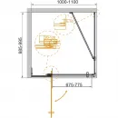 Душевой уголок 100-110x99,5 см Cezares SLIDER-AH-1-100-100/110-C-NERO прозрачное