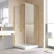 Душевой уголок Vegas Glass EP-Fis LUX 90*110 09 01 R 90x110 см R, профиль золотой, стекло прозрачное