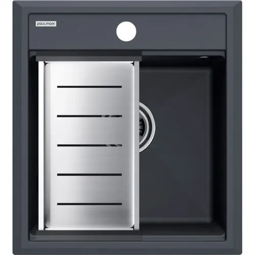 Кухонная мойка Paulmark Stepia PM114651-AN+A375-BS 46x51 см, антрацит