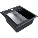 Кухонная мойка Paulmark Stepia PM114651-BLM+A375-BS 46x51 см, черный металлик