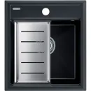 Кухонная мойка Paulmark Stepia PM114651-BLM+A375-BS 46x51 см, черный металлик