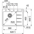 Кухонная мойка Fragranit Franke Centro CNG 611/211-62 TL серый камень 114.0639.716