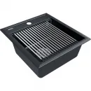 Кухонная мойка Paulmark Stepia PM114651-BLM+R375-BS 46x51 см, черный металлик