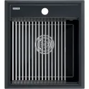 Кухонная мойка Paulmark Stepia PM114651-BLM+R375-BS 46x51 см, черный металлик