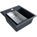 Кухонная мойка Paulmark Stepia PM114651-DG+A375-BS 46x51 см, графит