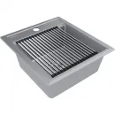 Кухонная мойка Paulmark Stepia PM114651-GRM+R375-BS 46x51 см, серый металлик