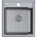 Кухонная мойка Paulmark Stepia PM114651-GRM+R375-BS 46x51 см, серый металлик