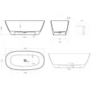 Ванна из литьевого мрамора Salini S-Sense Sofia Light 103611GF 164x76 см, отдельностоящая, покраска по RAL глянец полностью