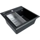 Кухонная мойка Paulmark Stepia PM115051-BLM+A375-BS 50x51 см, черный металлик