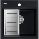 Кухонная мойка Paulmark Stepia PM115051-BLM+A375-BS 50x51 см, черный металлик